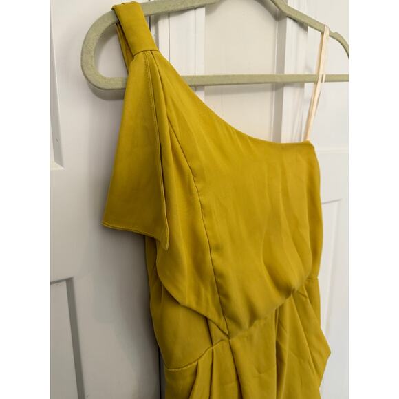 BCB GENERATION ONE SHOULDER DRESS POCKETS YELLOW WOMENS SIZE XS - Picture 3 of 5